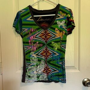Desigual Multicolor V-Neck Graphic Top